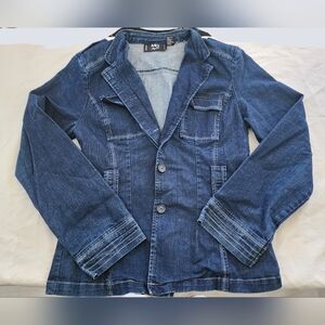 MG Denim Blazer Jacket in Dark Blue (sz 8)